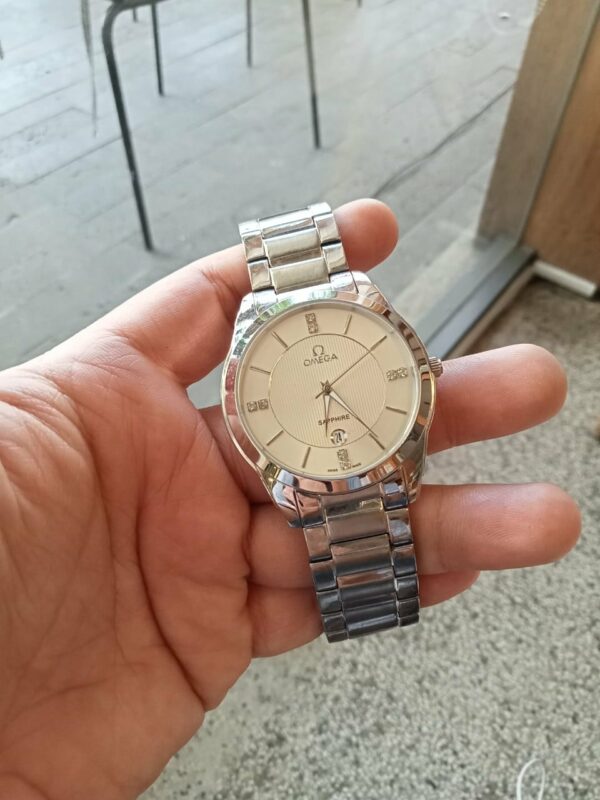 Đồng hồ Sapphire nam chính hãng hiệu OMeGa (Nam – Màu Bạc) Đồng hồ đeo tay dây inox 3
